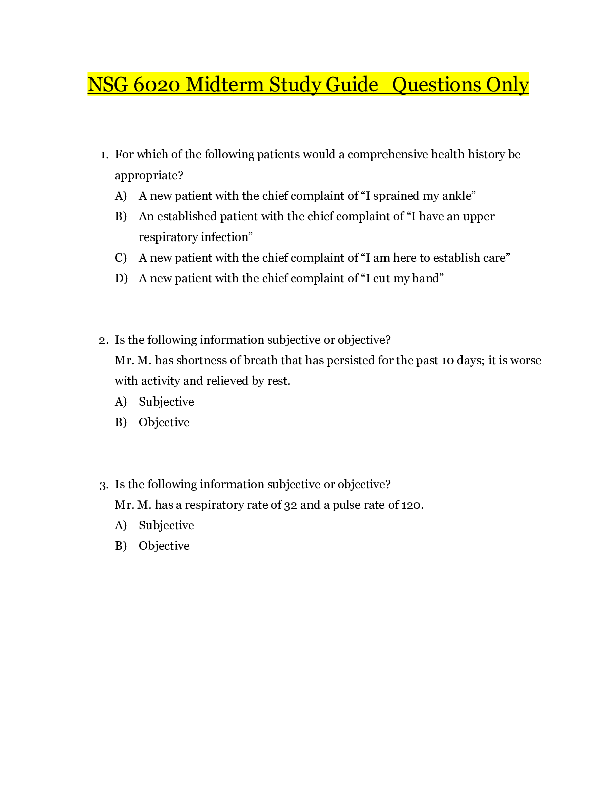 Preview image for NSG 6020 Midterm Study Guide | NSG6020 COMPLETE Midterm Study Guide